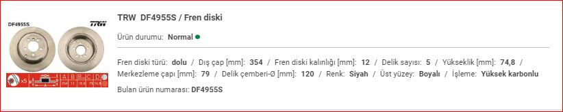RANGE ROVER VOGUE 3.0 TD6 ARKA DİSK SDB000211